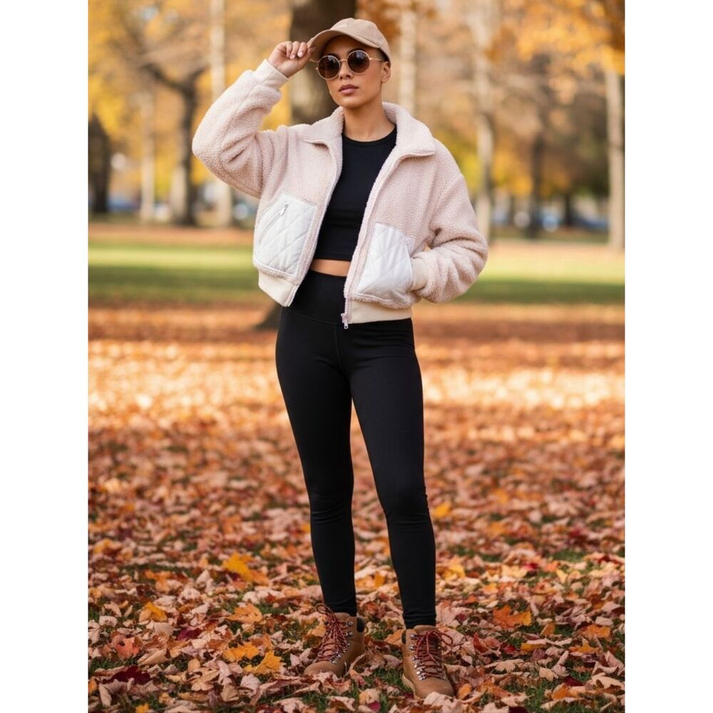 Cropped Cream Teddy Jacket with Fuzzy Texture